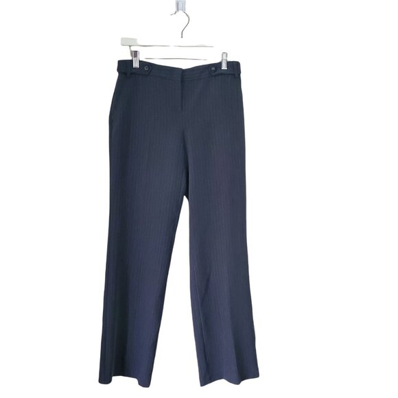 VANHEUSEN Womens Pants 2R Pinstripe Stretchy‎ Gray Pink Mid Rise Office Career - Picture 1 of 11